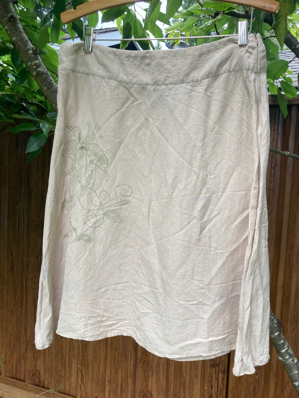 George Cream A-Line Skirt with Subtle Embroidered Detail